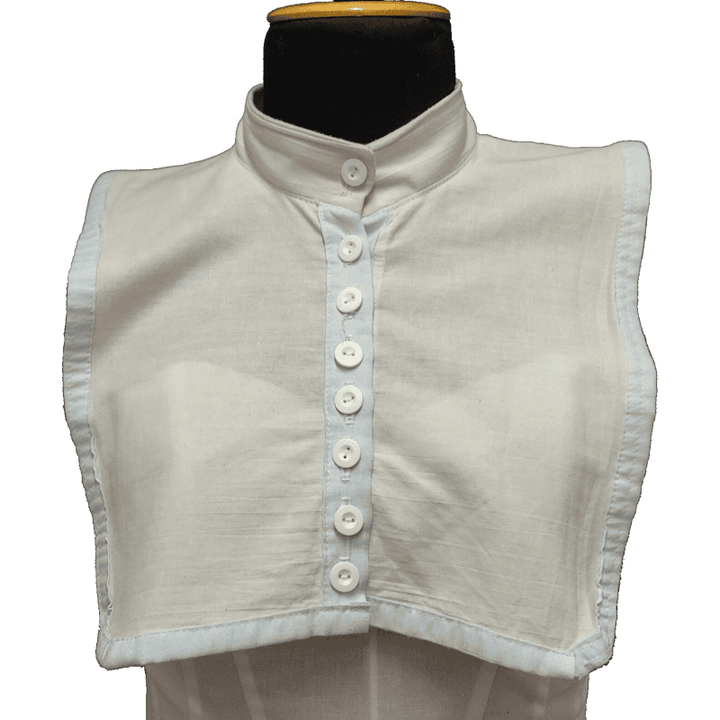 Stand collar with light-blue highlights.