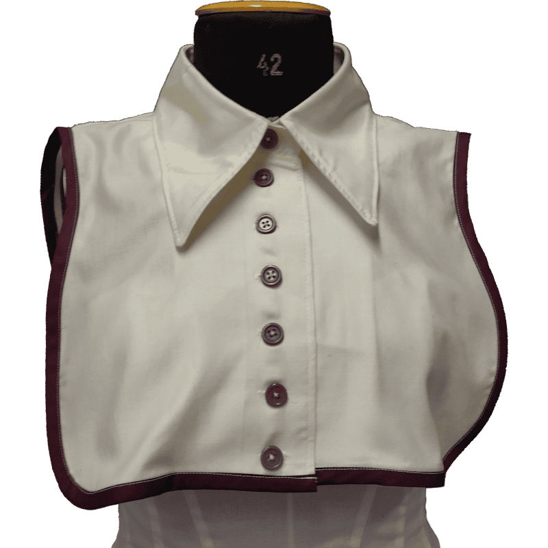 Collar with purple highlights.